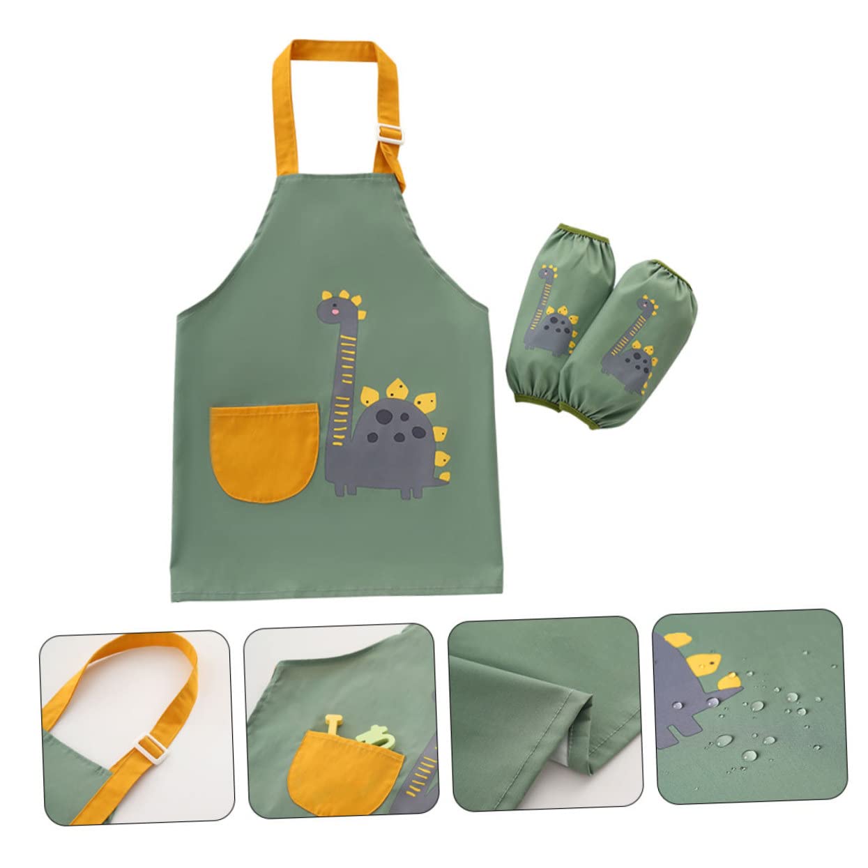 ibasenice 3 Set Grembiule Creativo Per Bambini Grembiule Verde Per Bambini Grembiule Da Pittura Per Set Grembiule Per