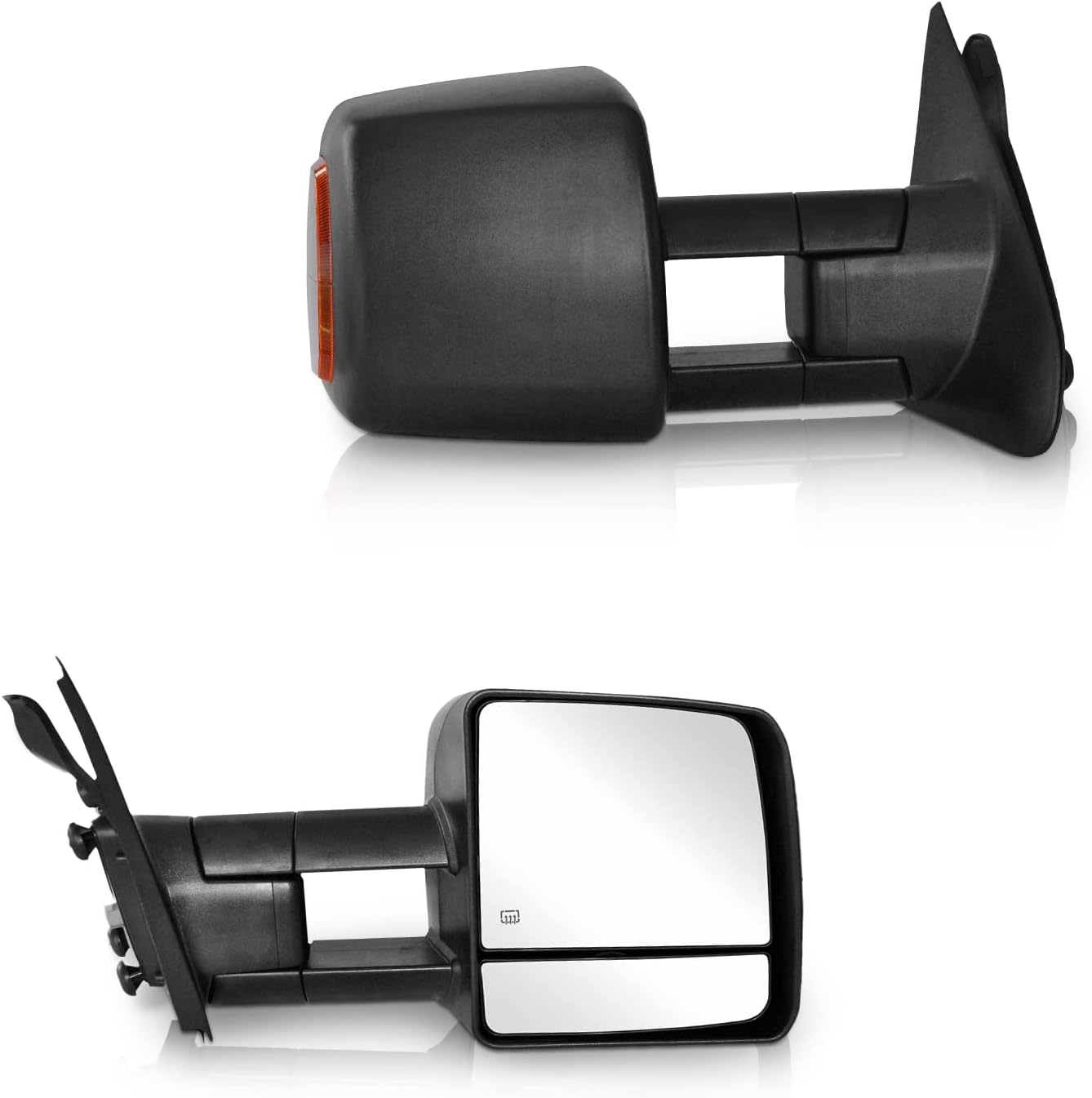 Towing Mirrors Replacement Fit for 2007-2017 TUNDRA, SEQUOIA, POWER HEATED,W/AMBER SIGNAL,BLACK (PAIR SET)