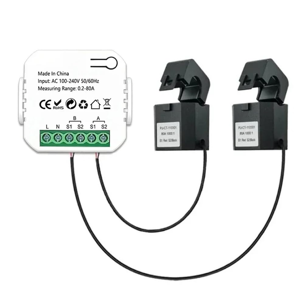 Medidor solar inteligente WiFi de doble canal 2CT, monitoreo de energía, seguimiento de voltaje, corriente y consumo, fácil instalación.
