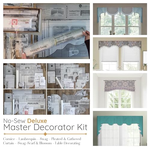 Traceable Designer Multi-Style Cornice Valance, Deluxe No-Sew Window Decorating Kit, Rod Pocket Curtain for Living Room, Bedroom, Dining Room - Thumbnail 3
