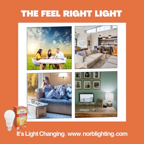 Norb SMILE-CA-A19-9W Full Spectrum Sun Light Bulb - A19 9W, Boosts Energy, Mood & Performance, Supports Circadian Rhythm, Near-Perfect Color Rendering, Imitate Sunlight Indoors thumb #5