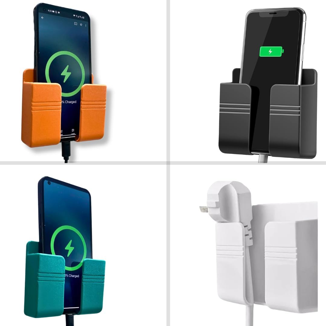 WALLVIEW TECH Wall Mounted Mobile Phone Charging Stand, Storage Holder, Bedside Fixed Rack, Home Organization and Storage Supplies, Bedroom Accessories, Office Accessories - Pack of 4 (Multi-Coloured) (B0D7QPDT5F) Amazon Price History, Amazon Price Tracker