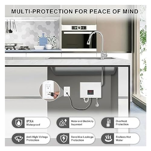 Chauffe-eau électrique sans réservoir 3000W avec télécommande et écran LED - 3