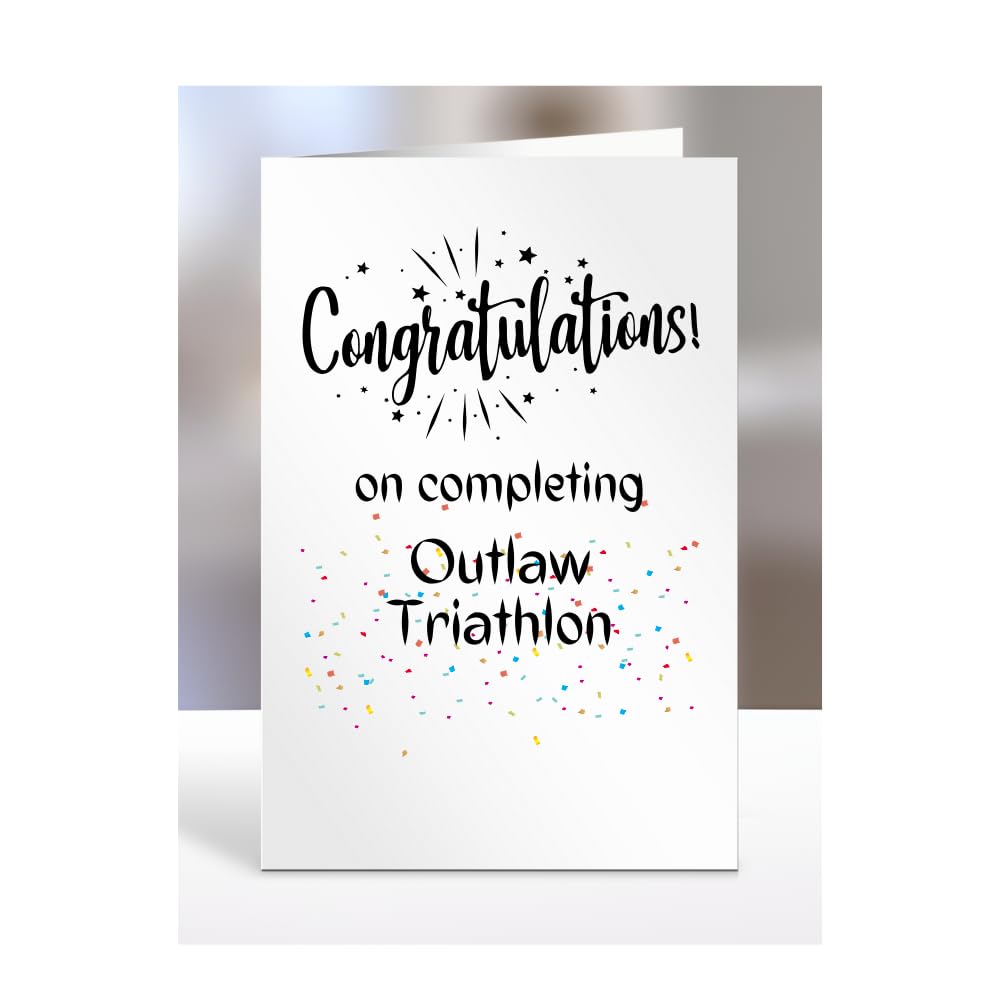 Congratulations on completing Outlaw Triathlon card, gifts for men, women, friend, son, daughter, brother, sister, colleague, presents for christmas, A5-245_38 — image 1