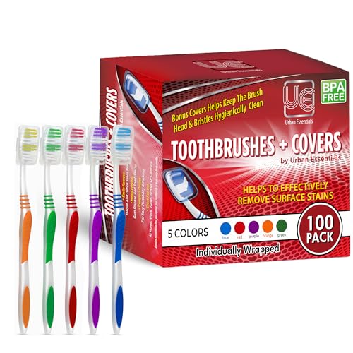 Urban Essentials Bulk Toothbrush Package with Covers | Premium Qu...