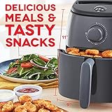 DASH Tasti-Crisp™ Electric Air Fryer Oven, 2.6 Qt., Grey – Compact Air Fryer for Healthier Food in Minutes, Ideal for Small Spaces - Auto Shut Off, Analog, 1000-Watt