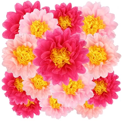 BestoFun Lot de 14 Fleurs en Papier Couleurs Pastel – Pompons en Papier de Soie & Guirlande Suspendue Beige Rose Vert Violet Bleu Clair, Décoration Mariage,...