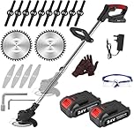 SMILOVII Rasentrimmer mit Akku 21V – 2X 2,0Ah Akku, 8500 U/min, 3-in-1 Freischneider inkl. 16-teiliges Klingen-Set, Teleskopstiel als Kantenschneider für Rasen, Rasenkanten & Unkraut