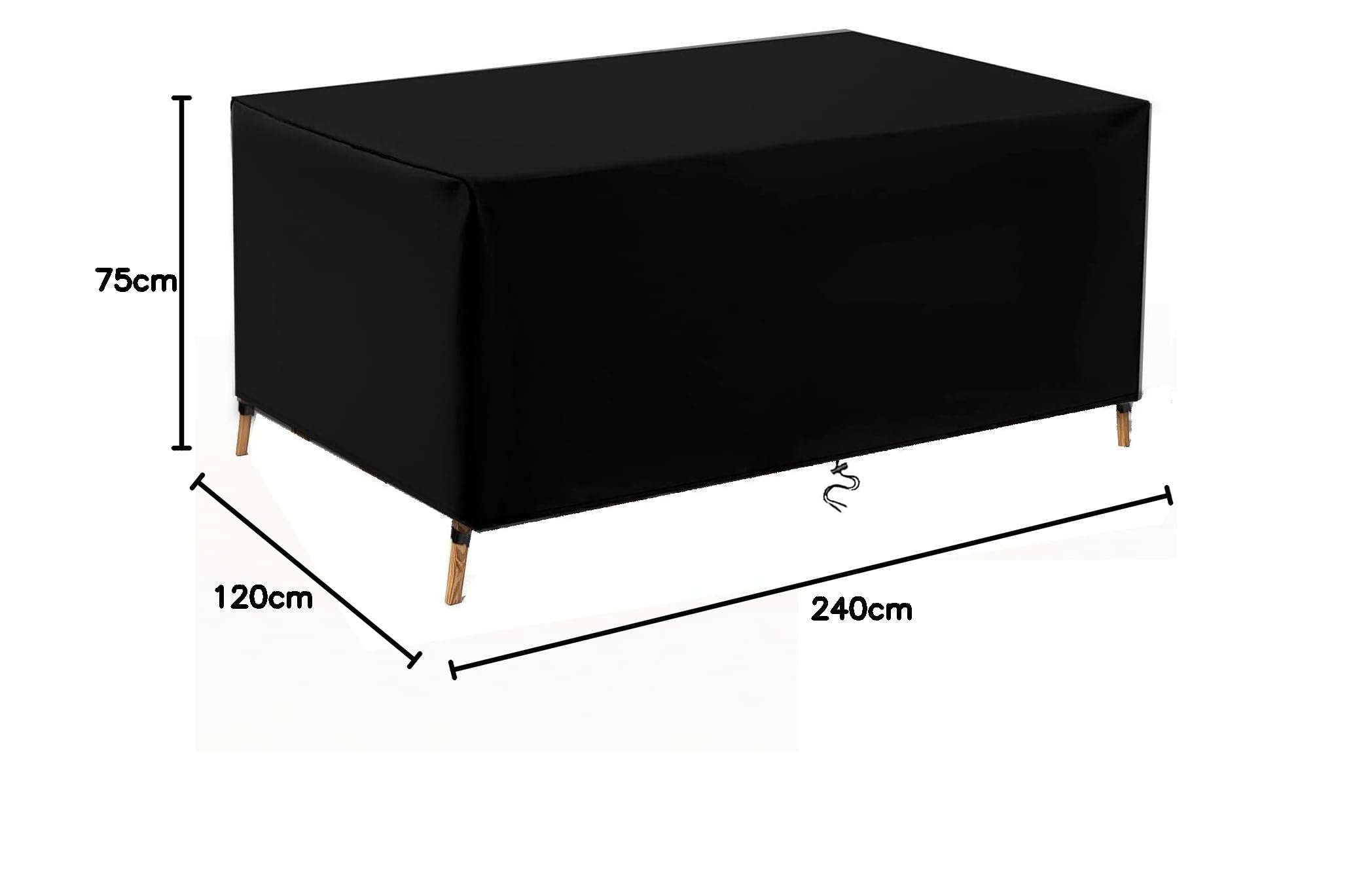 Gartenmöbel Abdeckung Wasserdicht Winterfest Multi Größe Schwarz Abdeckplane Gartenmöbel 600D Rechteckig Schutzhülle Gartenmöbel Abdeckung Sets Tische und Stühle 240x120x75cm