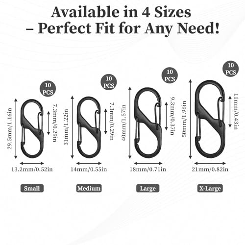 40Pcs Zipper Clips Anti Theft, Double Carabiner Clip, Zipper Locks, Dual Hook Carabiner Lock Zipper Pull Replacement Deterrent, Backpack Lock for Bag Luggage Backpack Purse Travel Suitcase, 4 Size2