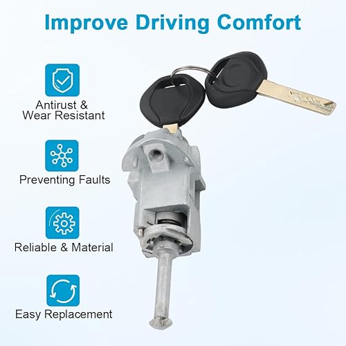 Miniatura 6 de Cilindro de cerradura de puerta con 2 llaves de repuesto para 51217019975 51218244049 compatible con BMW 325Ci 325i 325xi 330Ci 330i 330xi M3