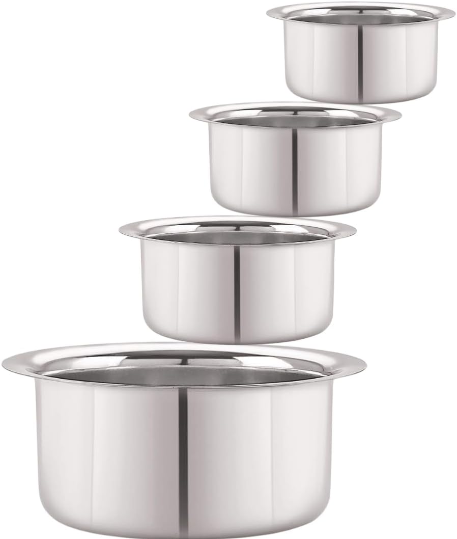 SHINI LIFESTYLE Stainless Steel Bhagona, Patila, Milk Pot,Pot pan Set (22cm,20cm,19cm,18cm)