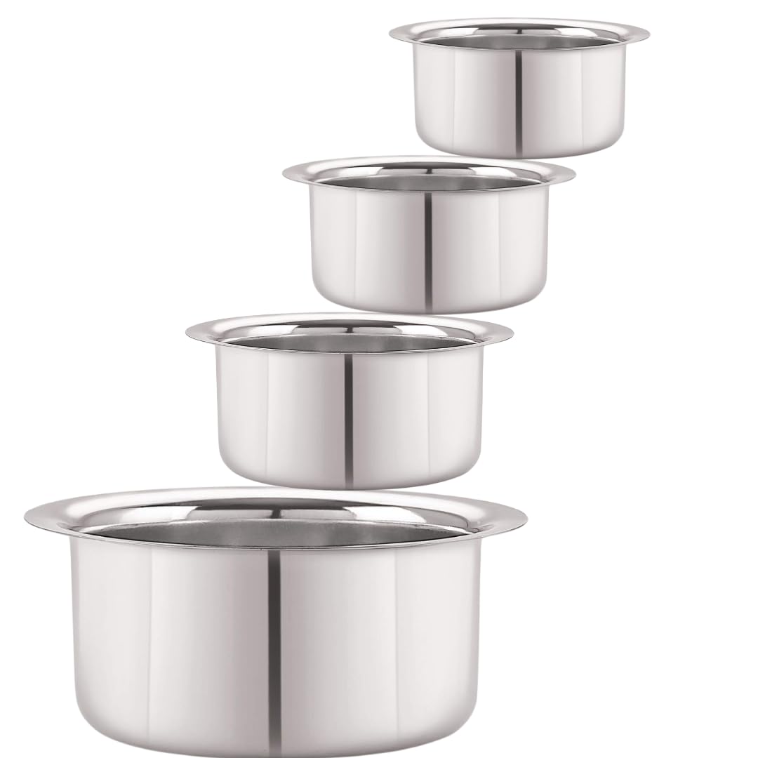 SHINI LIFESTYLE Stainless Steel Bhagona, Patila, Milk Pot,Pot pan Set (22cm,20cm,19cm,18cm)