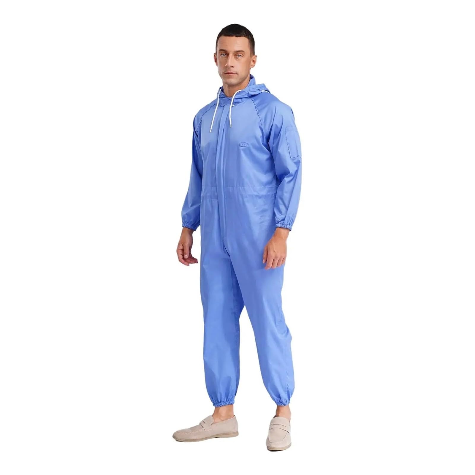 Tuta protettiva da uomo con cappuccio e cerniera, tuta intera, lavoro in fabbrica alimentare, for verniciatura a spruzzo, abiti for la pulizia per Officine e Magazzini Meccanici(3XL)