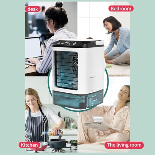 Air Cooler, Mini Portable Air Conditioner Fan,Noiseless Evaporative Air Humidifier,Air Con Unit,3 in1 Desk Air Cooler 3 Wind Speeds,Cooling Mist,7 LED Lights Desk Cooler for Home Travel Office - Image 6