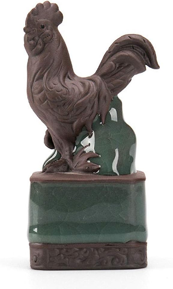 Zisha Tea Pet Rooster of the Chinese Zodiac by YizenCulture, Traditional Handmade Chinese Tea Pet Made of Purple Clay to Complement Your Gongfu Tea Set, Kept by Tea Lovers for Prosperity and Good Luck
