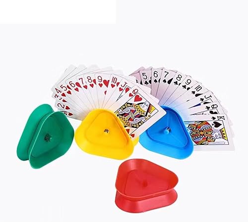 DKAOVH Juego de 4 portacartas con forma de triángulo, manos libres, bandeja de póquer, 4 colores