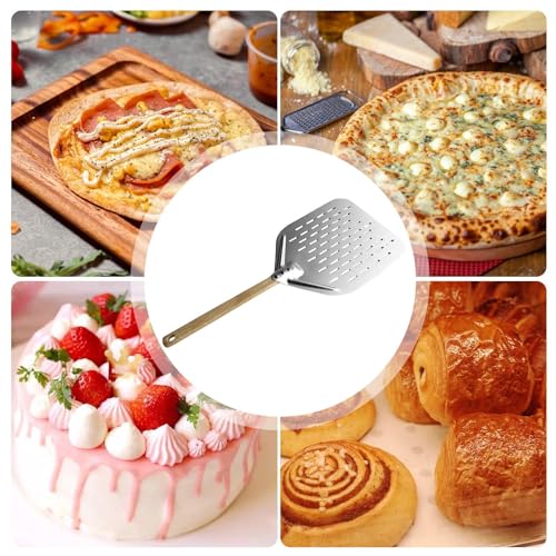 Pelle à pizza rectangulaire en aluminium robuste avec surface perforée - 7