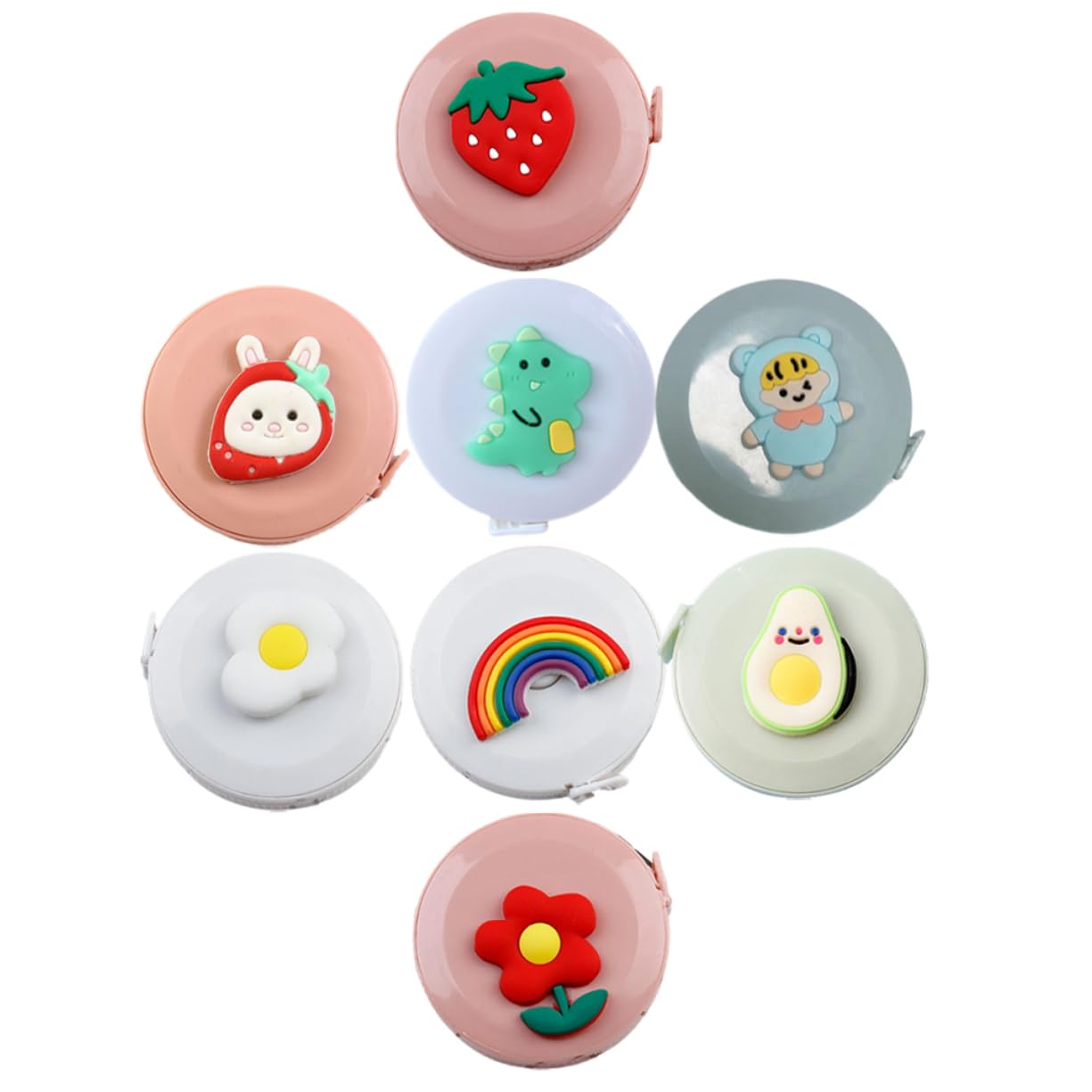 SHINEOFI 5 Series Pequeño Mini Cinta De Medición Cinta Métrica Corporal Ropa De Coser Medida Escala Cintas Métricas Cuerpo Dibujos Animados Retráctil Gel De Sílice 8 Piezas X 5