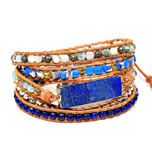 Image of Boho Stone Wrap Bracelet for Women,Turquoise Beaded Bracelet Jewelry Gift