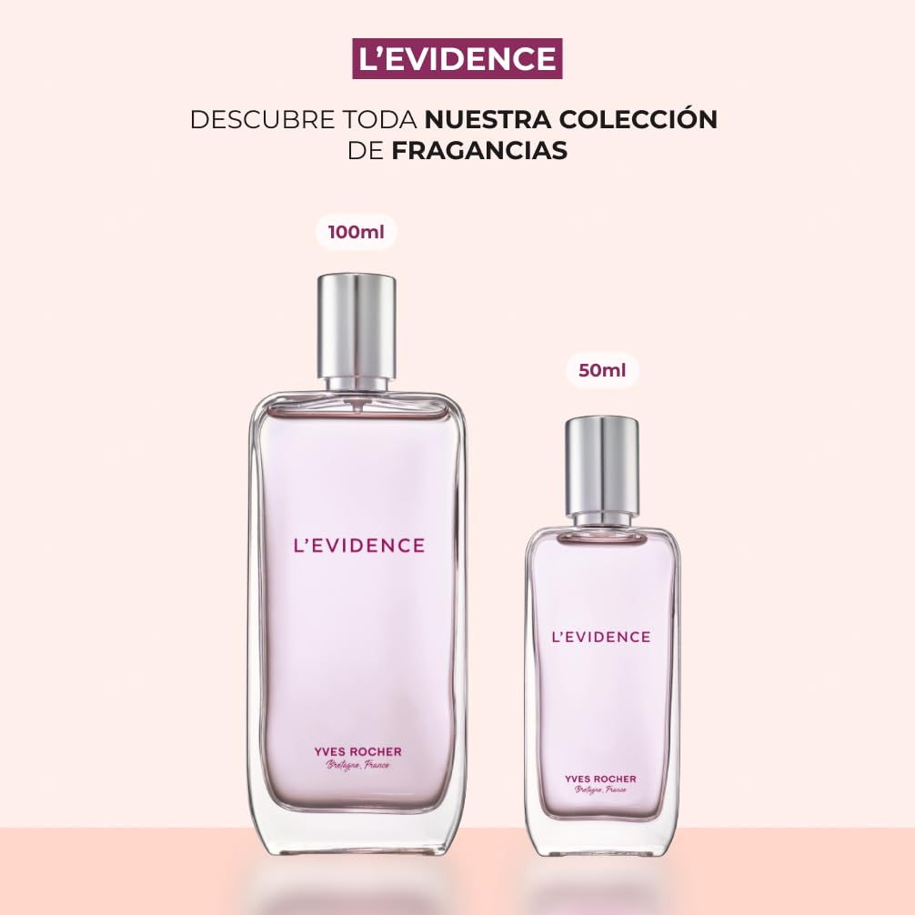 Yves Rocher L'EVIDENCE Eau de Parfum Mujer 100ml Magnolia, Durazno Pachulí | Perfumes para Mujeres - Fragancia elegante y sostenible en un Frasco Minimalista - Idea de Regalo