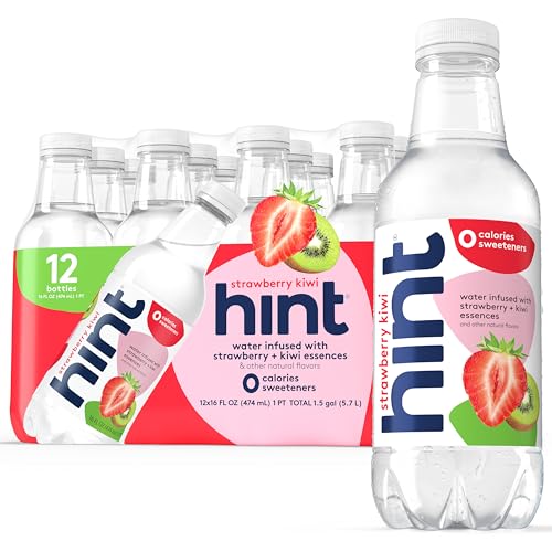 Image of Hint Fruit-Infused Bottled Water, Strawberry Kiwi - Sugar Free Flavored Water with Zero Calories, Naturally Flavored, and No Artificial Sweeteners - 16 Fl Oz (Pack of 12)