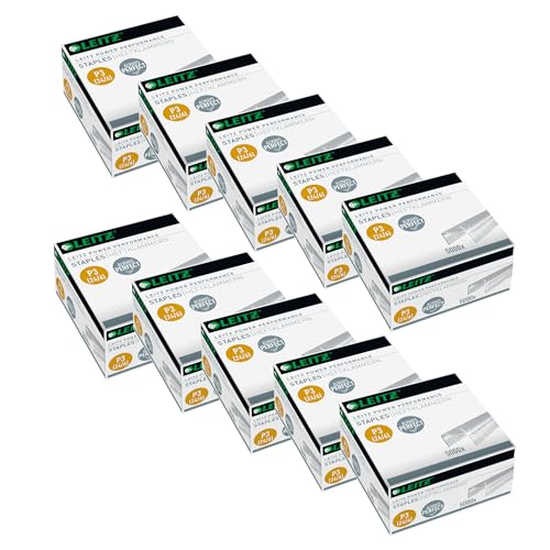 Leitz Power Performance P3 Heftklammern, 24 x 6 mm, 10er Pack à 5000 Stück, verzinktes Metall, 54990000
