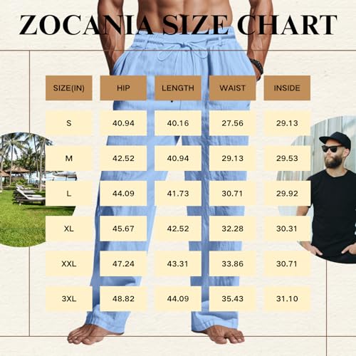 Mens Casual Linen Pants Loose Fit Elastic Drawstring Waist Summer Yoga Beach Vacation Long Pants with Pockets2