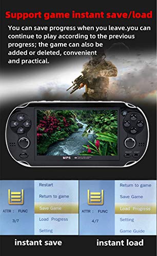 HLF 4.3インチ レトロビデオゲームコンソール 2200ゲーム構築 複数のエミュレーター用 デュアルジョイスティック 人間工学 外観 インスタント保存/ロードをサポート ポータブルコンソールゲームプレーヤー MP3/4ギフト(ブラック)