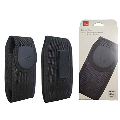 Verizon OEM Large Rugged Nylon Pouch Case with Rotating Belt Clip for Samsung Galaxy J1 / J3 V / J7 / Note 4 / Note 5 - Retail Package