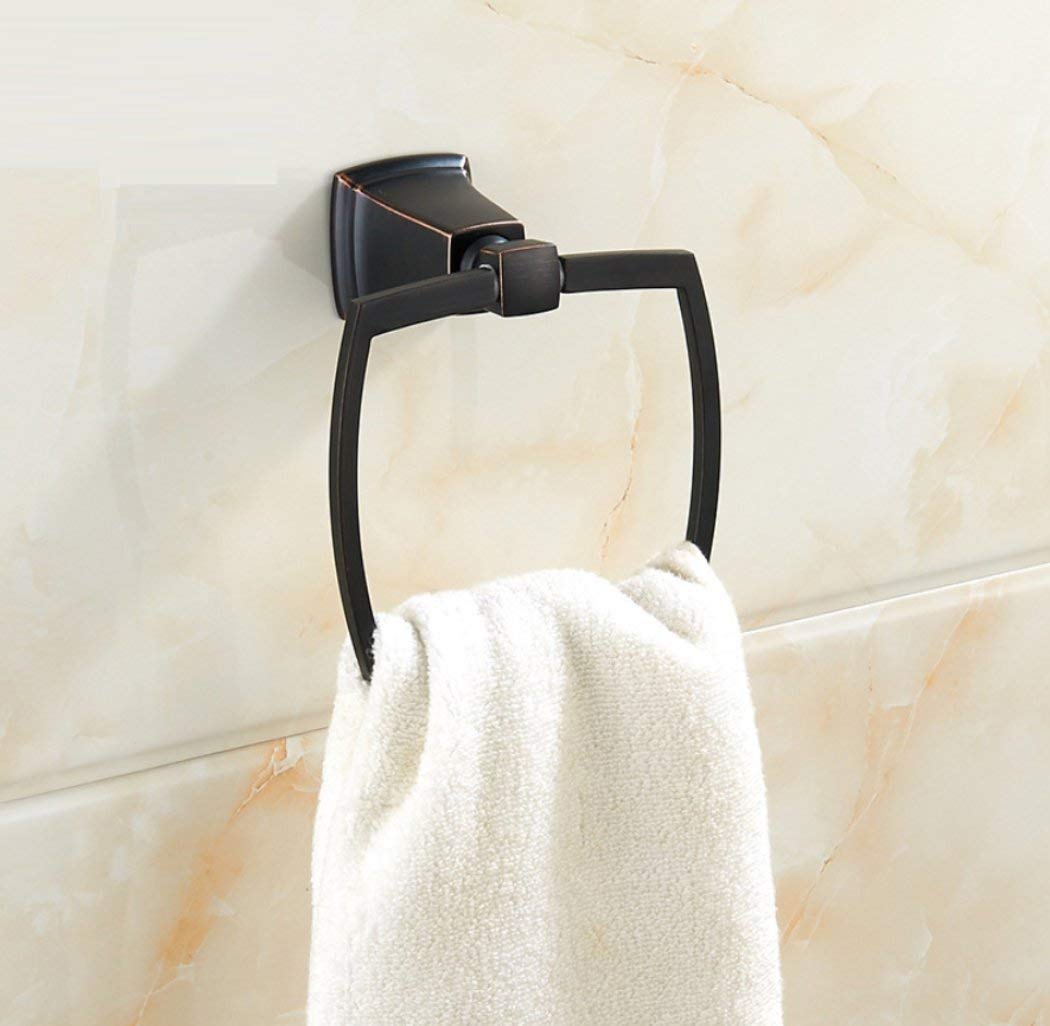 Porte-serviette de bain mural en aluminium noir brossé GZZ