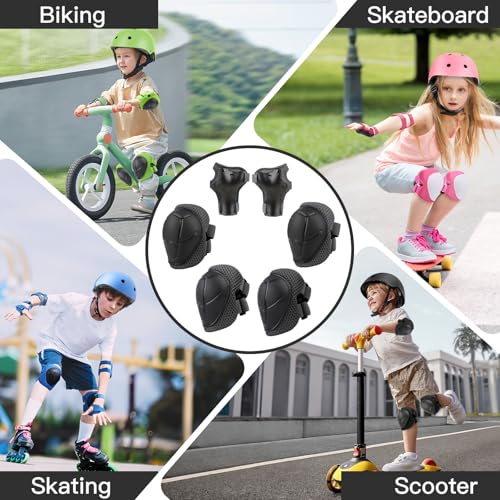 Image of WayEee 6PCS Kids Protective Gear Set, Knee Pads for Kids 3-14 Years Old, Toddler Knee Pads and Elbow Pads, Wrist Guards Set, Skating Cycling Bike Rollerblading Scooter, Upgraded & Durable Material