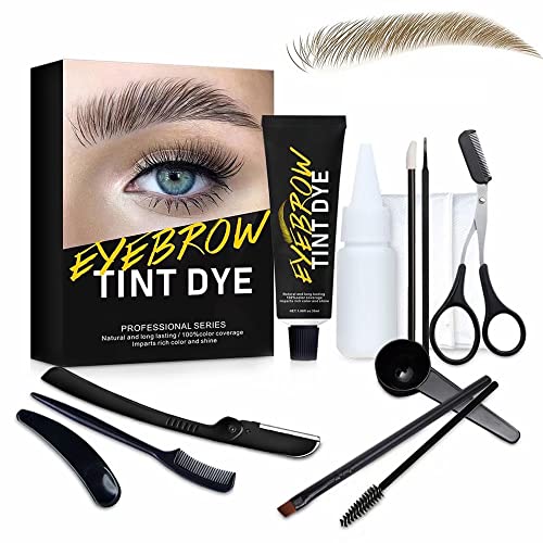 Reddhoon Eyebrow Tint Dye Kit, Long Lasting Brow Dye Cream for Eyebrow Tinting, Semi Permanent Eyebrow Dye Kit with Brush Makeup Tools for Professional and Beginner