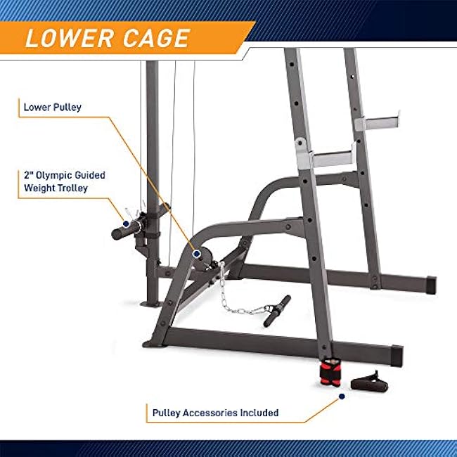 Marcy Pro Deluxe Cage System with Weightlifting Bench All-in-One Home Gym Equipment PM-5108