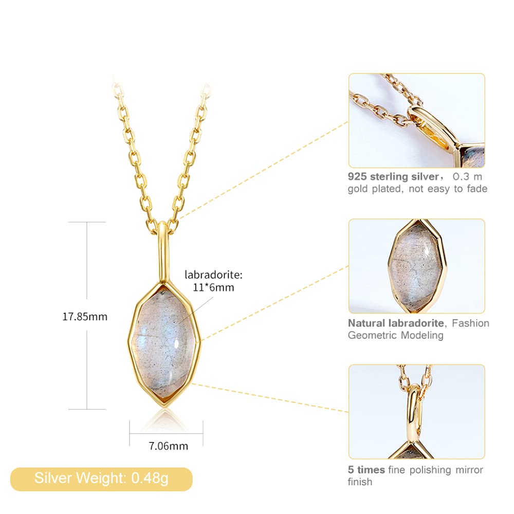 HJMMWT Anhänger Halsketten für Frauen 100% geometrischer natürlicher Labradorit Edelstein Hochzeit Schmuck Halskette in China hergestellt