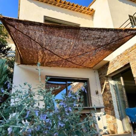 VDC Vela sombreo Fibra de Coco/Toldo Vela/Tela de sombro/Malla de sombreo/Jardin/Patio/terrasa /100% Naturales y ecológicas/ 60% de Sombra (3X3)