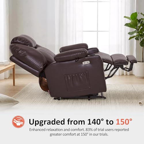 Image of MCombo Oversized Power Lift Recliner Chair for Elderly, Lift Chair with Heat and Massage for Big and Tall, USB&Type C Ports, Cup Holders, Faux Leather R7510 (Dark Brown, Large-Wide)