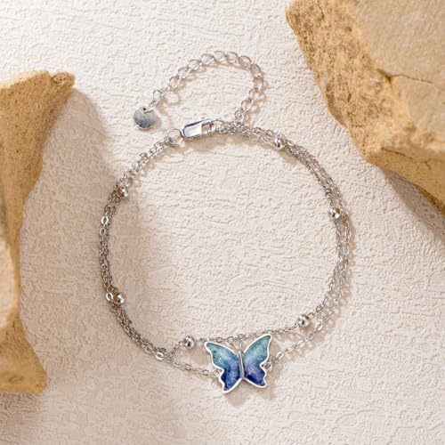 Tobillera de mariposa de plata y turquesa para lucir en tus días de playa 5