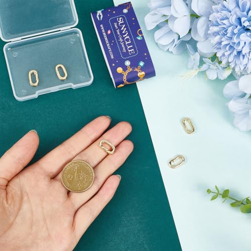 SUNNYCLUE 1 Box 6Pcs Real 18K Gold Plated Spring Oval Ring Carabiner Ring Jewellery Brass Keyring Lock Clasps Snap Hook Buckle Trigger Gate Clip for Purse Jewellery Making Bracelet Bags Lanyard DIY - Image 4