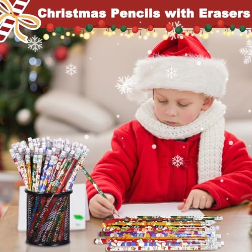 24 lápices navideños con borrador emzrivo miniatura 4