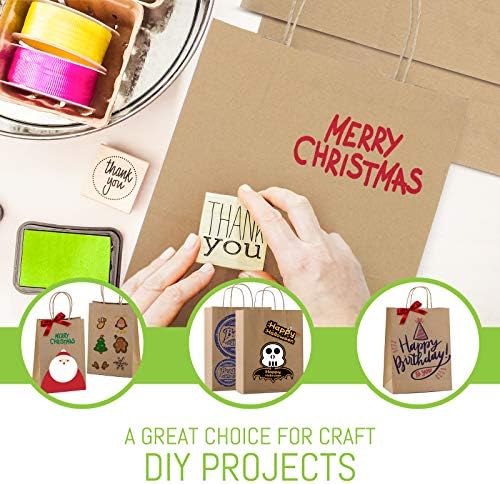 Dyforce 25pcs Brown Kraft Paper Bags 8x4.75x10.5in" with Handles, Medium Size Nature Craft Gift Bags ideal for Medium Business, Gift, Shopping, Retail, Merchandise, Party (20.3x12.1x26.7cm)