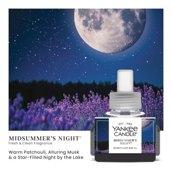 Image of Yankee Candle ScentPlug Refill for Plug in Air Fresheners, Scented Oil Refills, Long Lasting Home Fragrance, Midsummer's Night (Pack of 4)