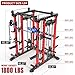 Smith Machine with Cable Crossover System, Multi-Function Power Cage Squat Rack for Home Gym, Power Rack and Packages Weight Sets. (Red, L04-Smith Machine+Bench+(Pole+Color BP) 260LBS)