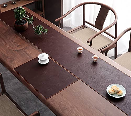 Chemin de table en cuir vintage chic et imperméable pour dîner élégant - 3