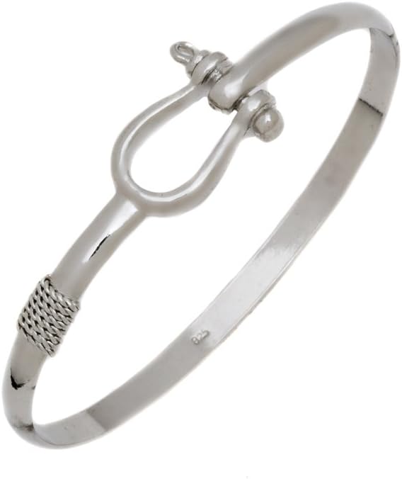 Sterling Silver Lucky Horseshoe Bangle Bracelet