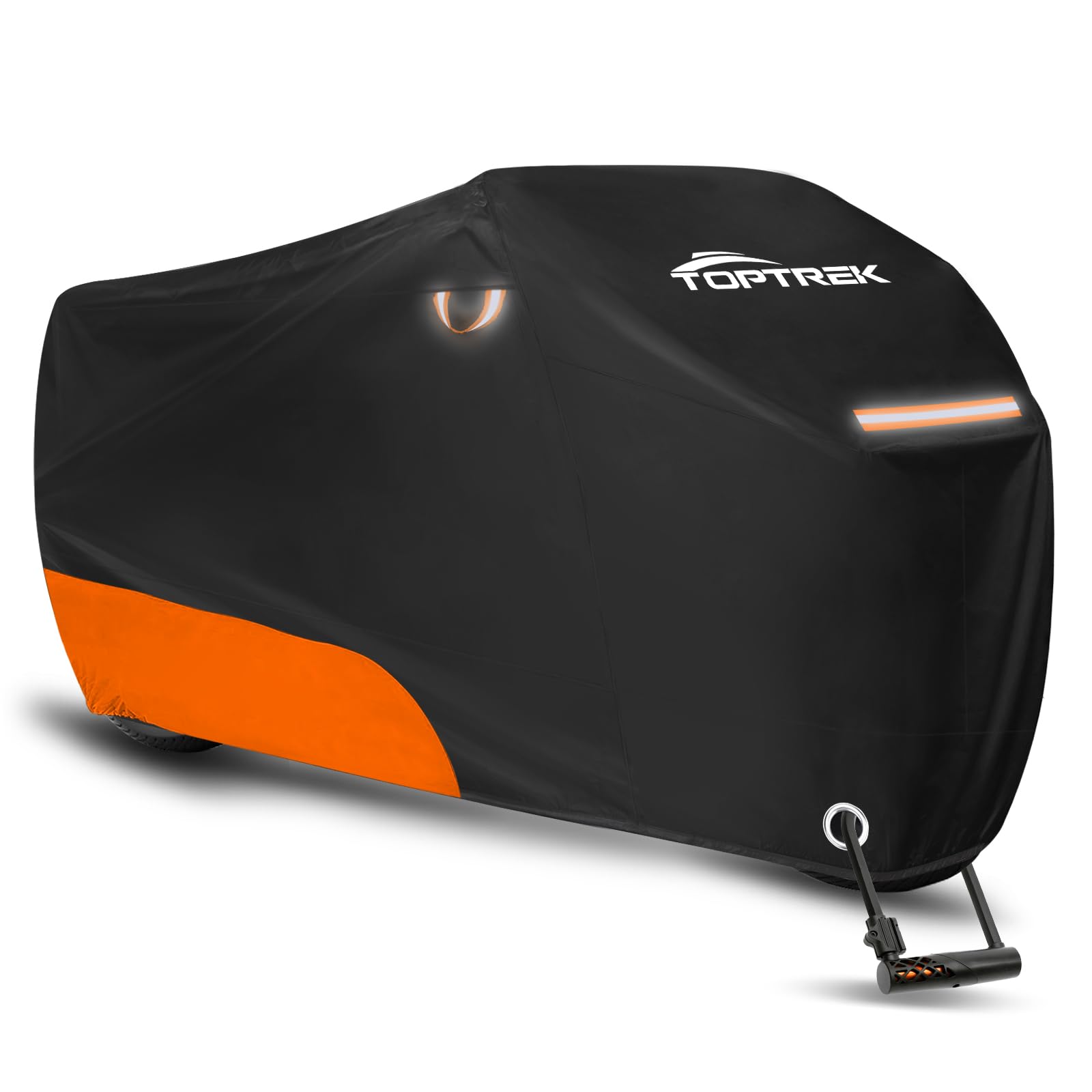 toptrek Motorrad Abdeckplane Outdoor, Motorradabdeckung Wasserdicht aus 210D, Reflektierende Motorradgarage Winterfest, Hochwertige Motorradplane, Abdeckplane Motorrad mit Beutel (265x105x125cm)