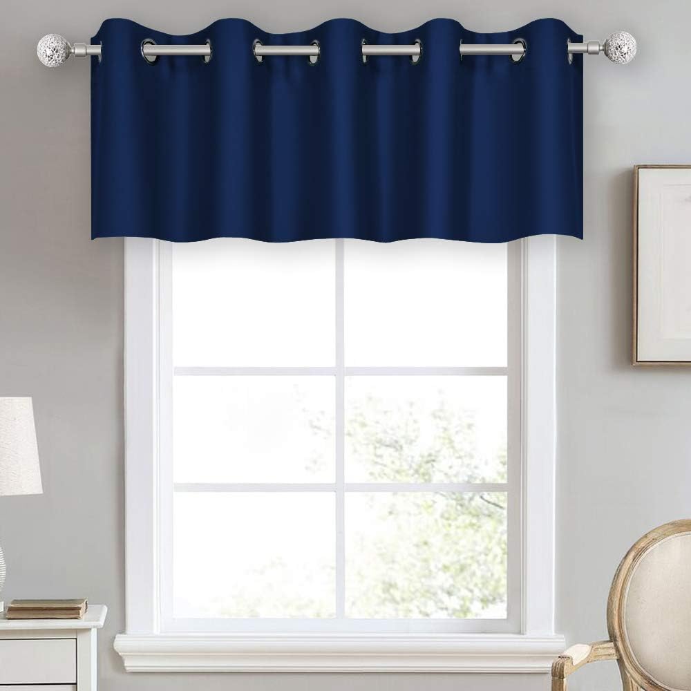 DECOVSU Navy Blue Window Valance for Kitchen 70x18 Inch