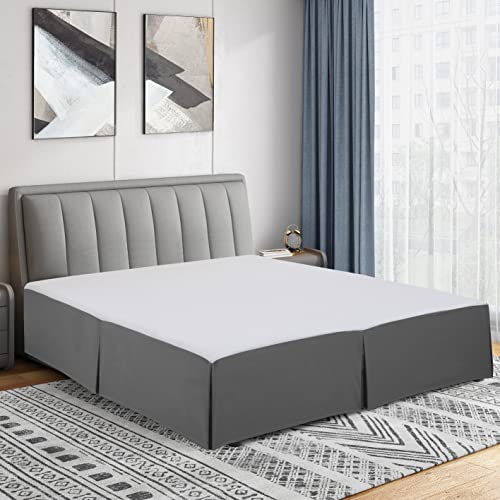 Cathay Home Falda de Cama Plisada de Microfibra de Doble Cepillado de fácil Ajuste, ultrasuave, Resistente a la decoloración y a Las Arrugas, Color Gris, tamaño matrimonial