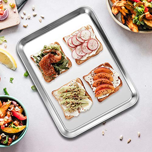 Conjunto de 2 assadeiras de aço inoxidável, assadeira para assadeira Deedro Cookie, 25,4 cm, não tóx
