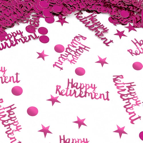 BEISHIDA 300Pcs Happy Retirement Confetti Table confetti, Circle Dots Stars Retirement Party Decorations Man Women Retirement Farewell Sign Table Scatter Set Work Graduation Party Supplies Hot Pink